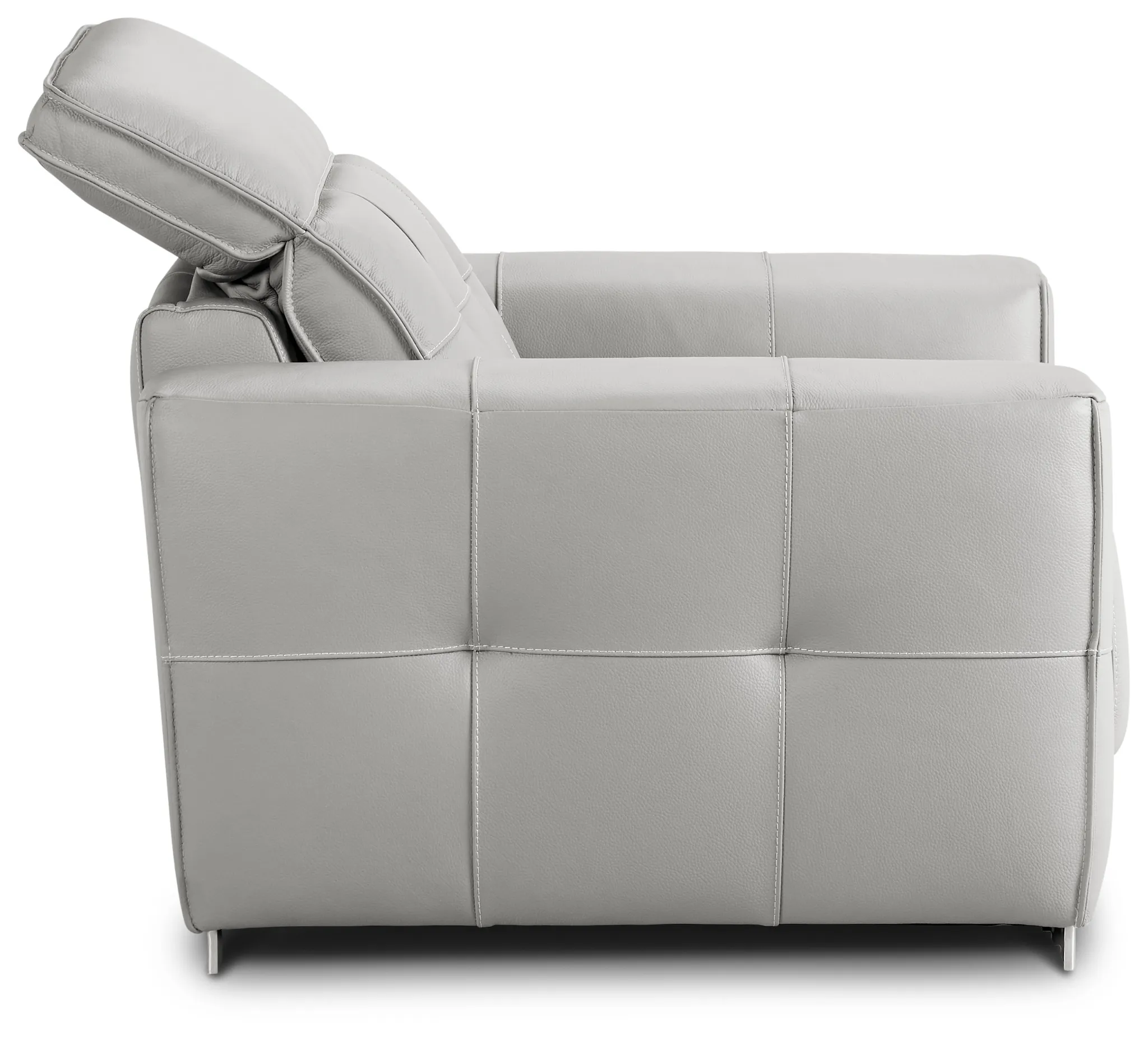 Reva Gray Leather Power Recliner With Power Headrest