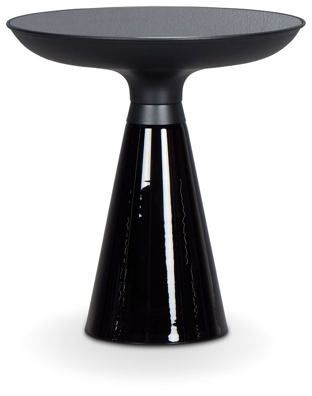 Ambrose Black Glass Round End Table