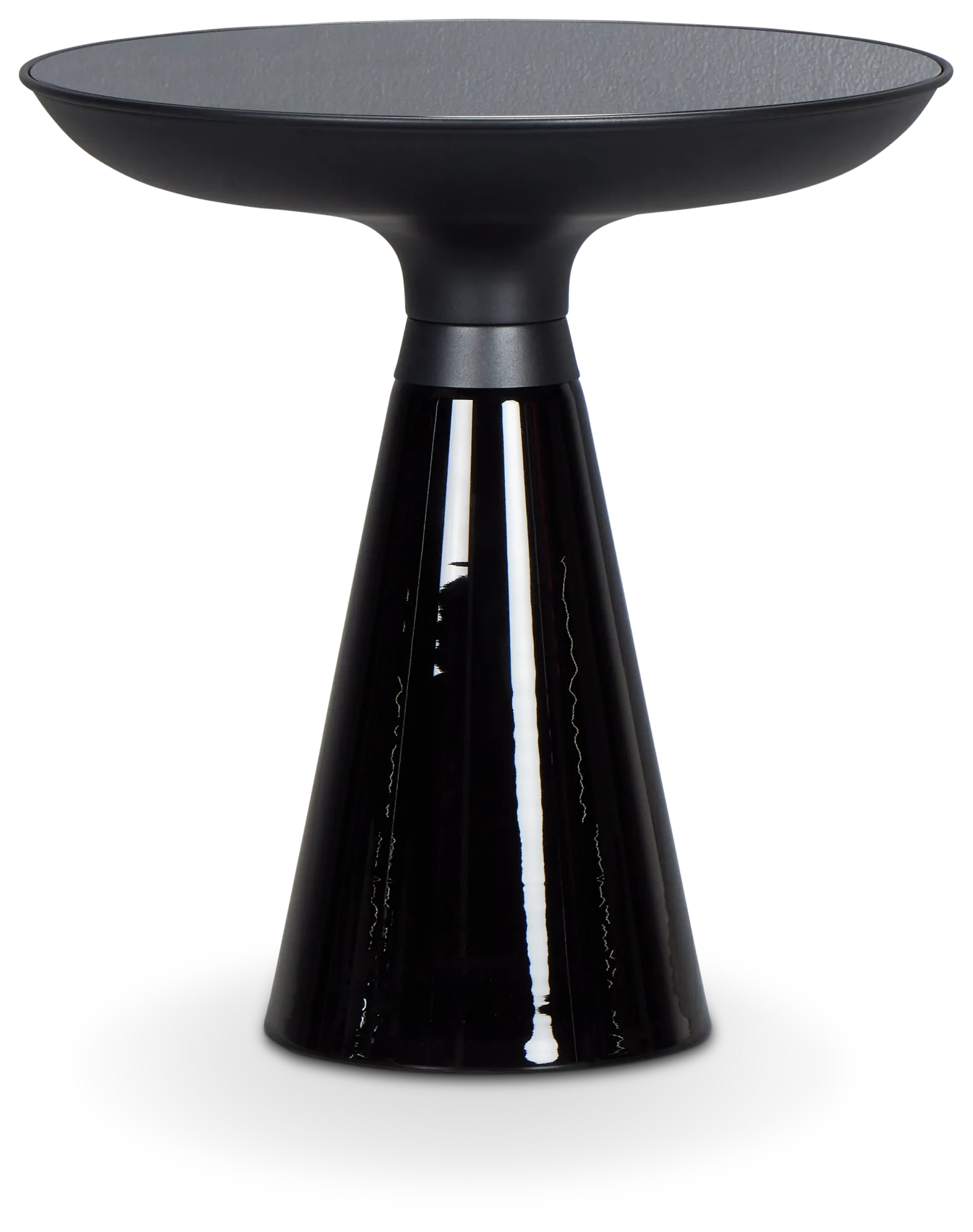 Ambrose Black Glass Round End Table