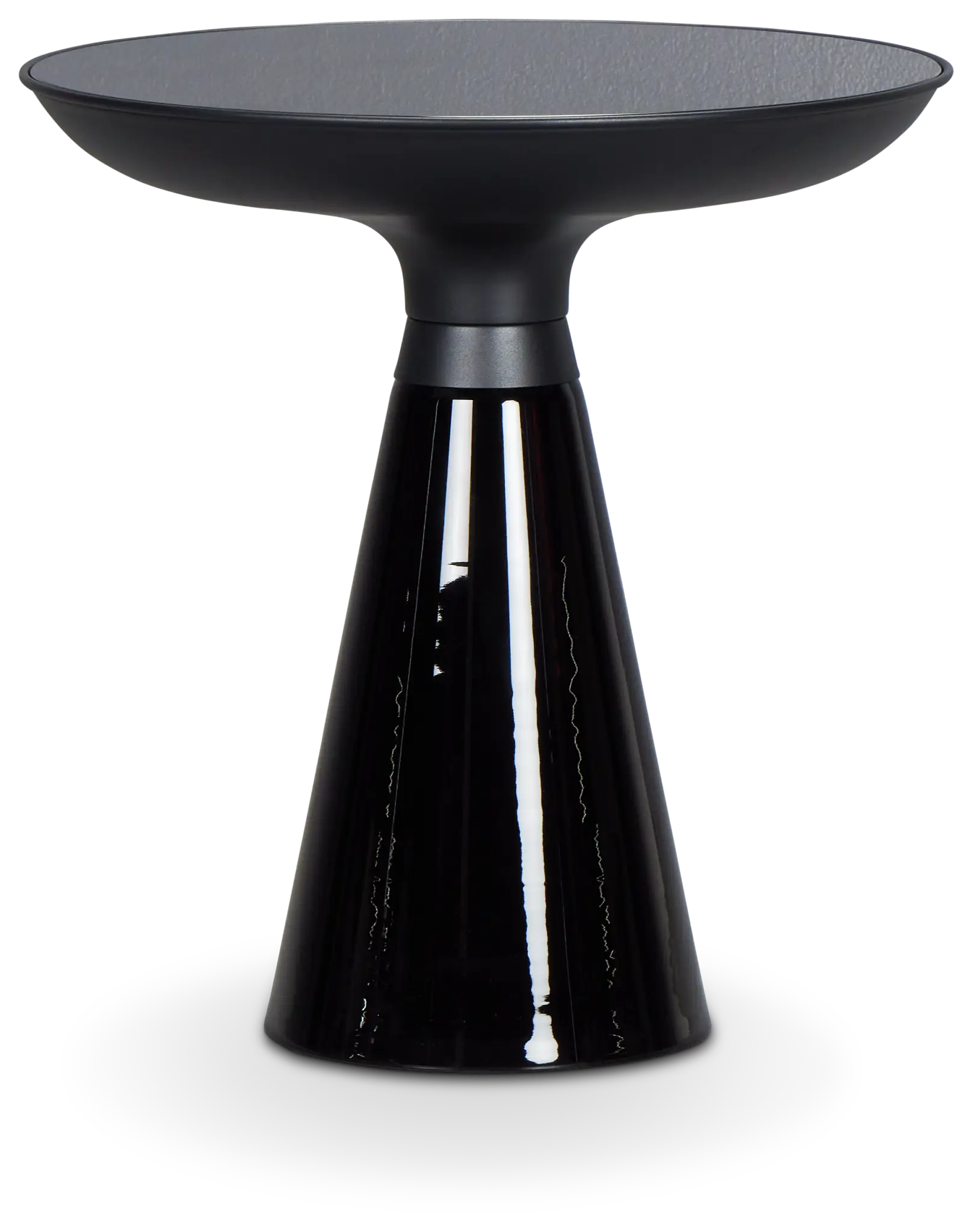 Ambrose Black Glass Round End Table Ambrose Black Glass Round End Table