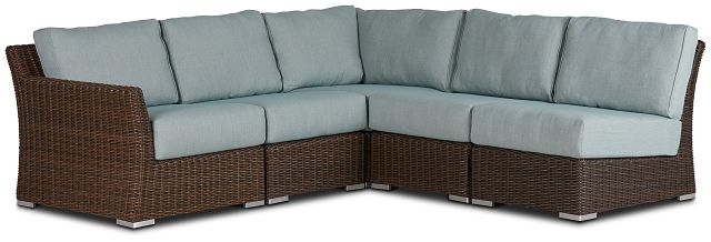 Southport Teal Left 5-piece Modular Sectional