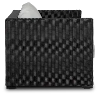 Montecito Black Sofa With Light Blue Cushions