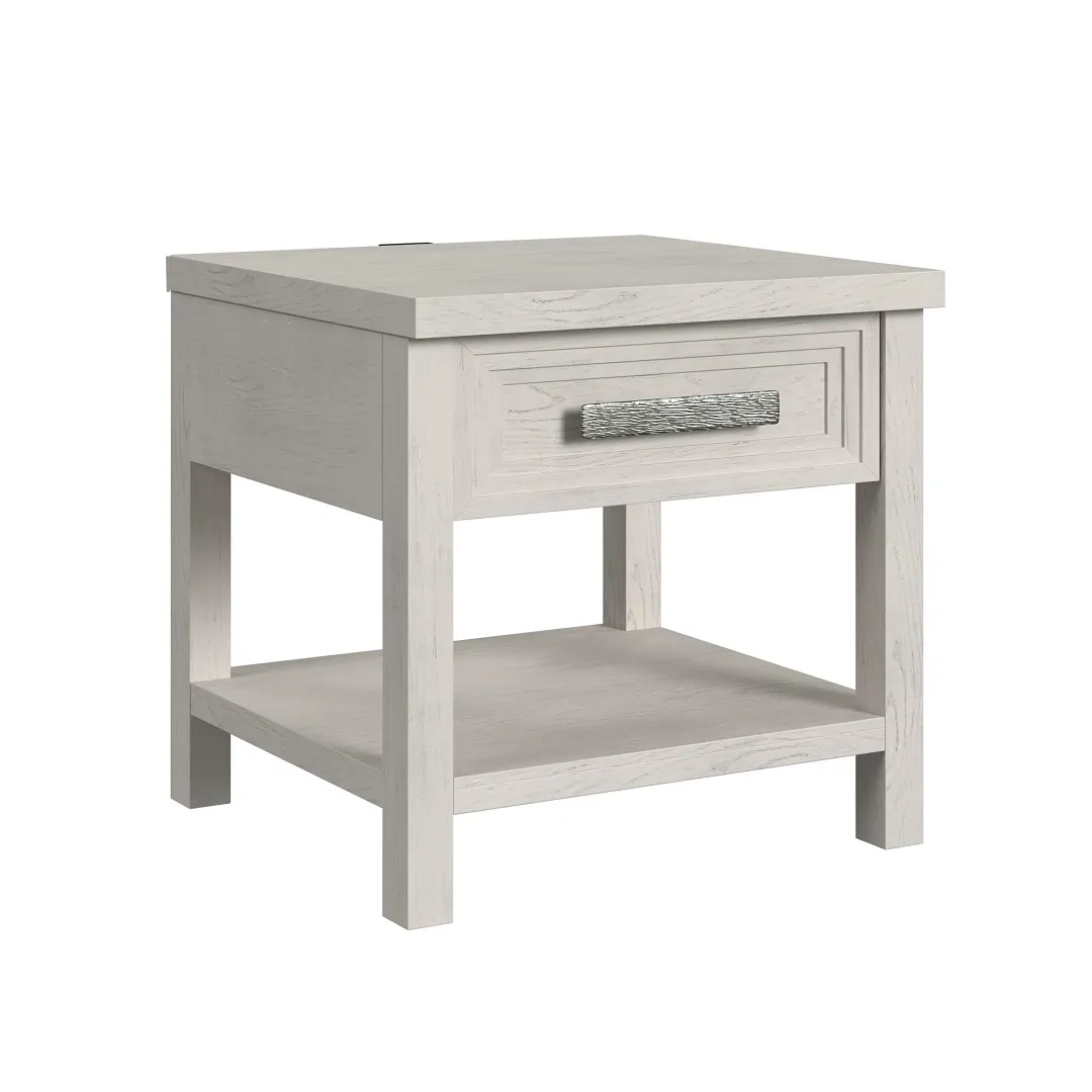 Sansa White Square End Table