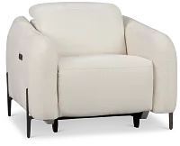 Zuri White Velvet Power Recliner With Power Headrest