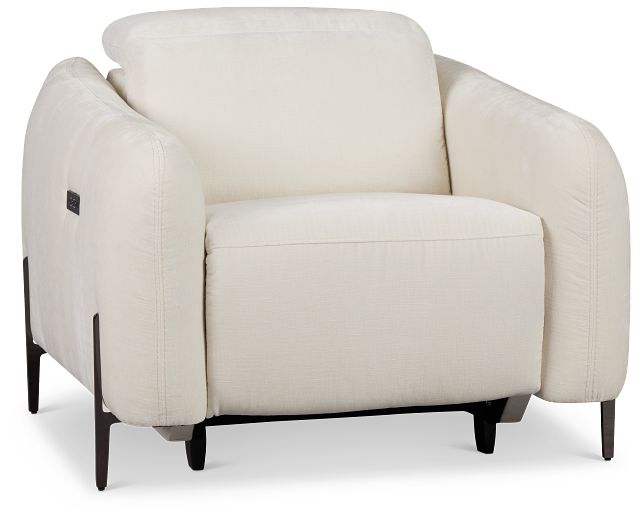 Zuri White Velvet Power Recliner With Power Headrest