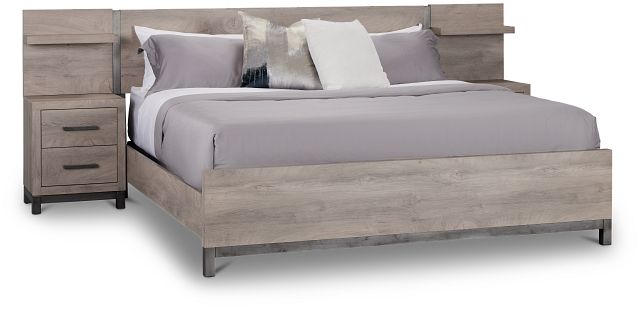 Evanston Gray Spread Bed W/ Two Nightstands