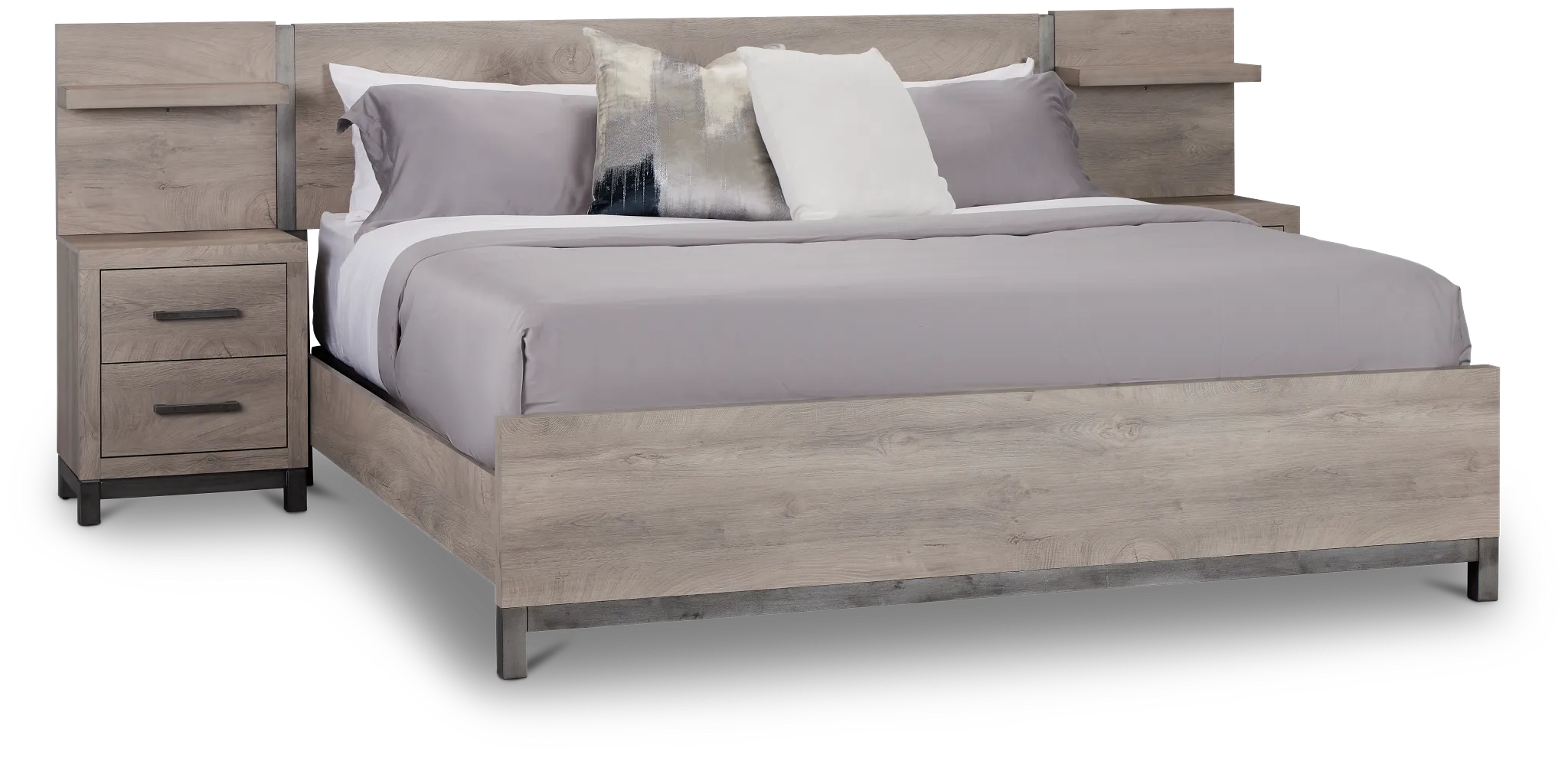 Evanston Gray Spread Bed W/ Two Nightstands