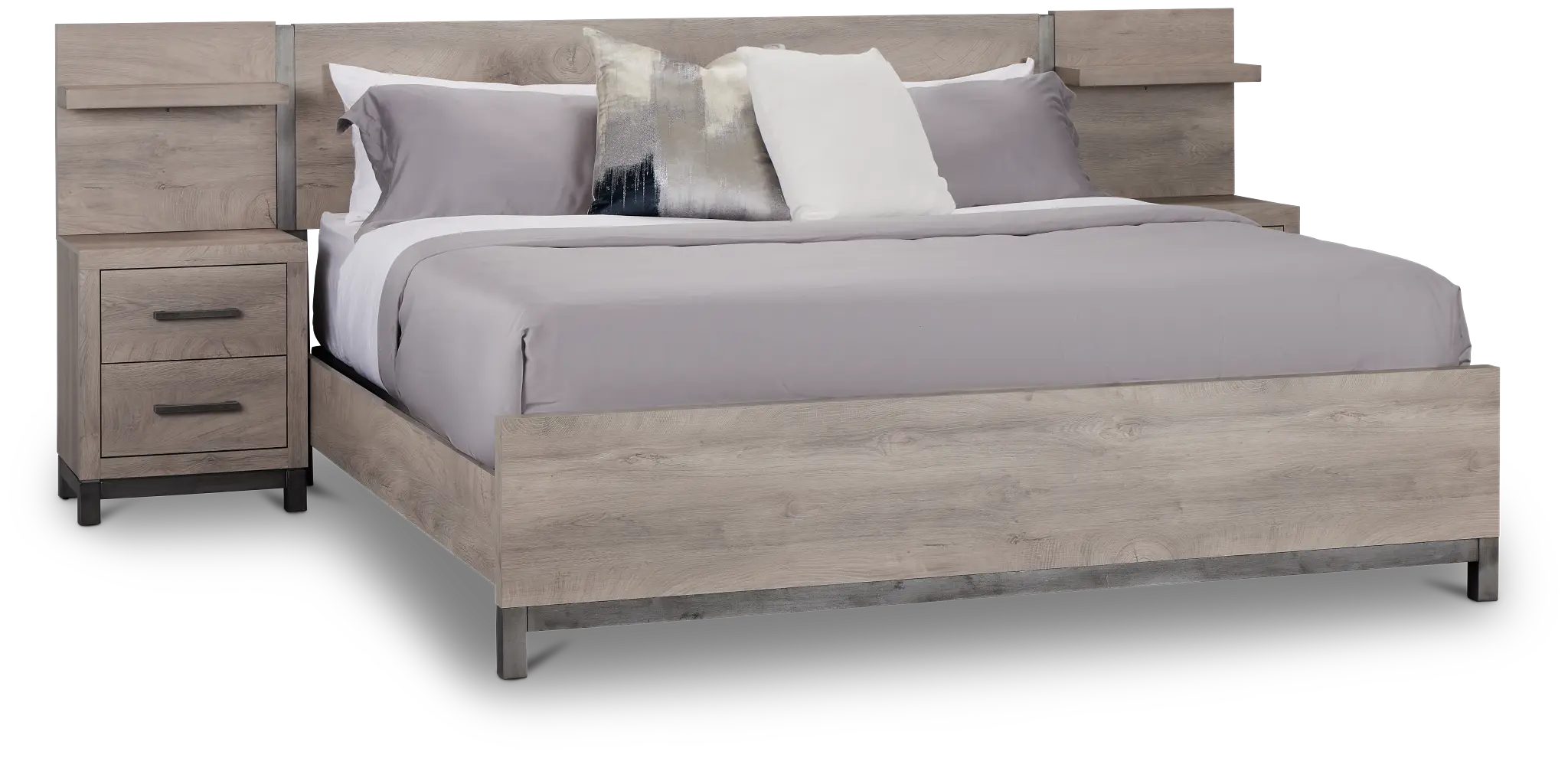 Evanston Gray Spread Bed W/ Two Nightstands Evanston Gray Spread Bed W/ Two Nightstands