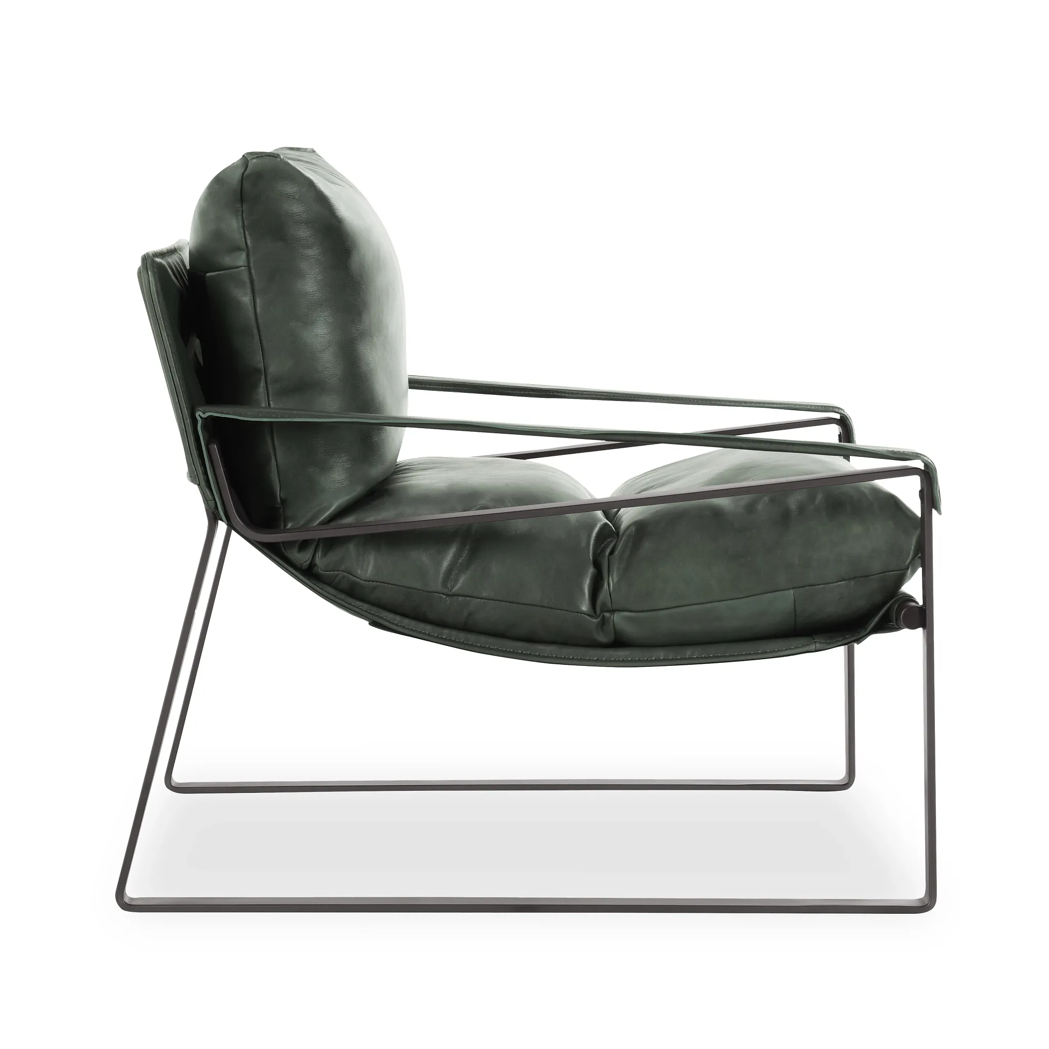 Times Green Leather Accent Chair