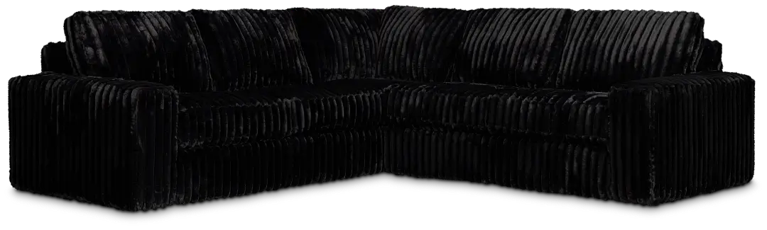 Teddy Black Fabric Small Two-arm Sectional Teddy Black Fabric Small Two-arm Sectional