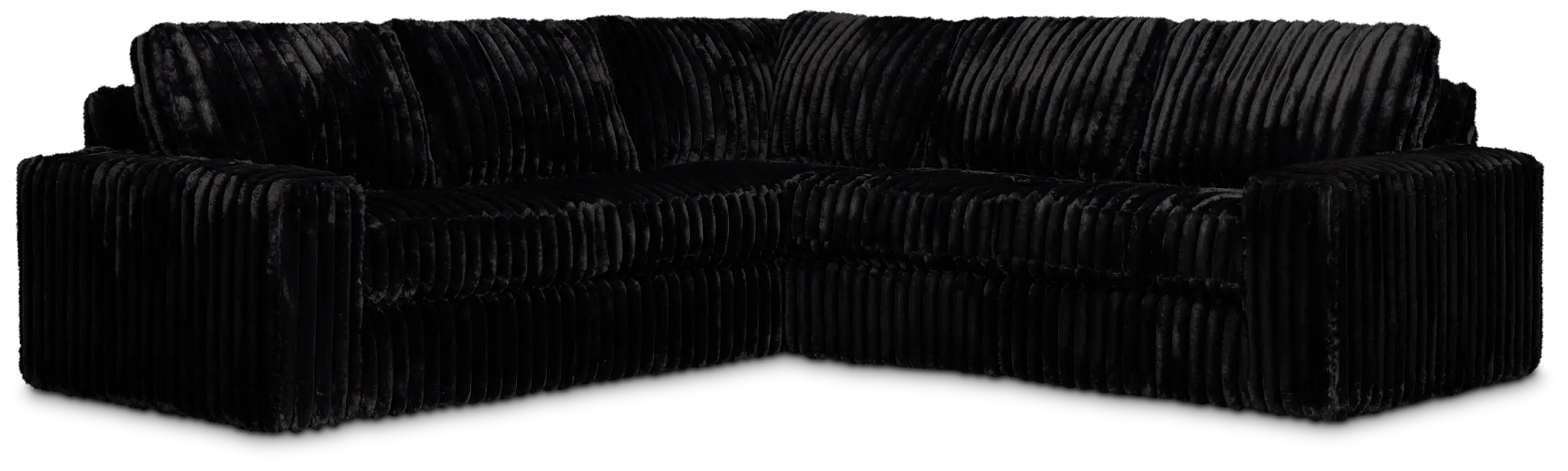 Teddy Black Fabric Small Two-arm Sectional Teddy Black Fabric Small Two-arm Sectional