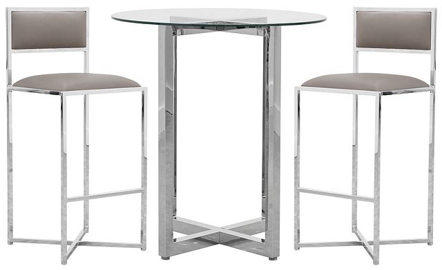 Amalfi Taupe Glass Pub Table & 2 Metal Barstools (0)