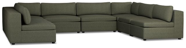 Destin Sutton Green Fabric 8-piece Modular Sectional