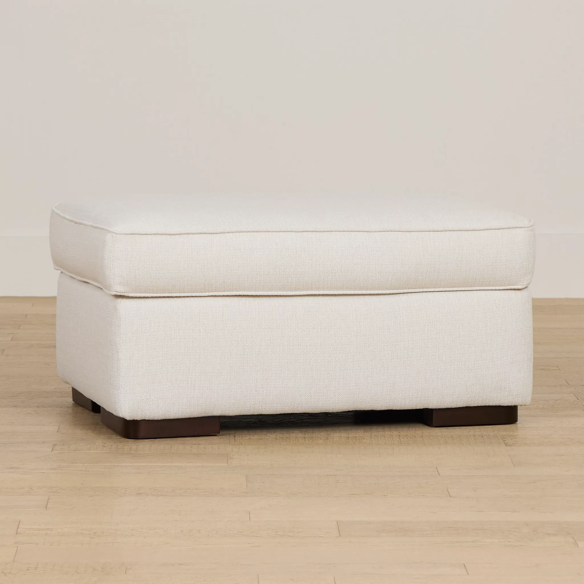 Sinclair Light Beige Fabric Ottoman
