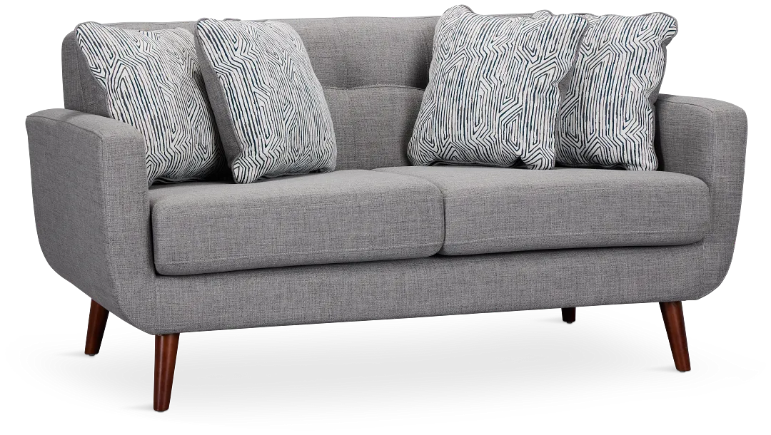 Raya Light Gray Fabric Loveseat