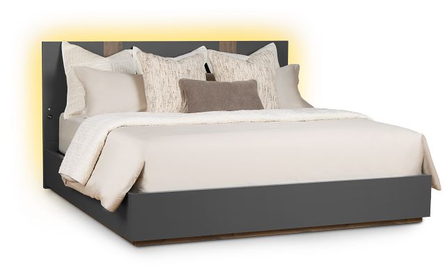 Brasilia Gray Platform Bed With Speaker