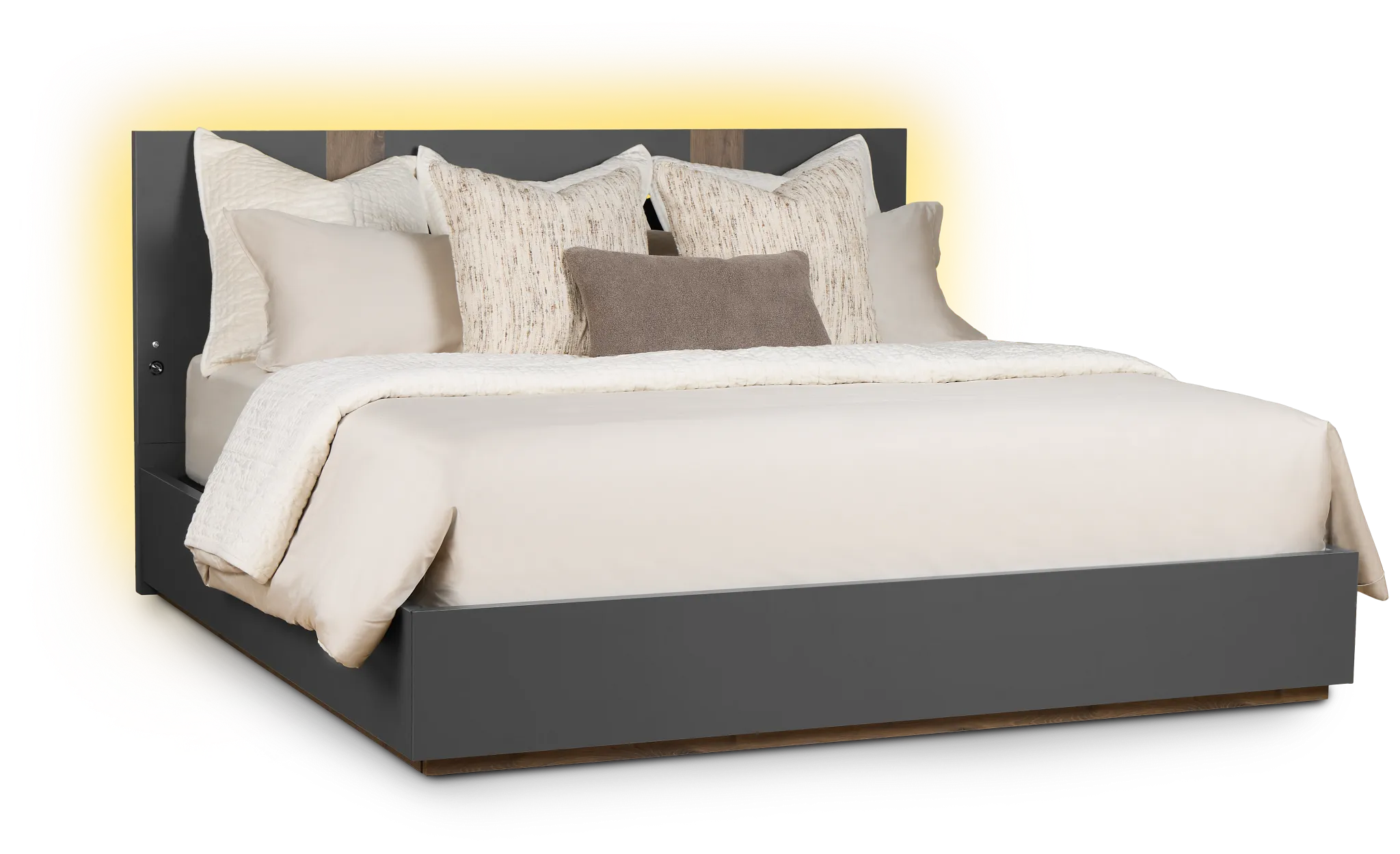 Brasilia Gray Platform Bed With Speaker