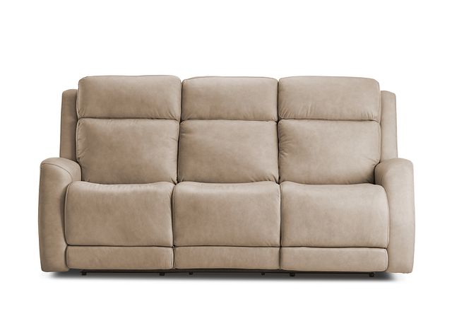 Rawlings Taupe Leather Power Reclining Sofa