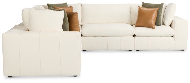 Cruz White Fabric 5-piece Modular Sectional