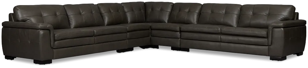 Braden Dark Gray Leather Large Two-arm Sectional