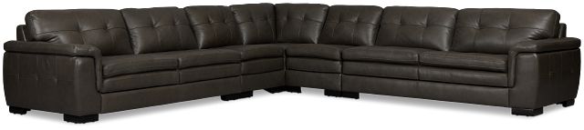 Braden Dark Gray Leather Large Two-arm Sectional