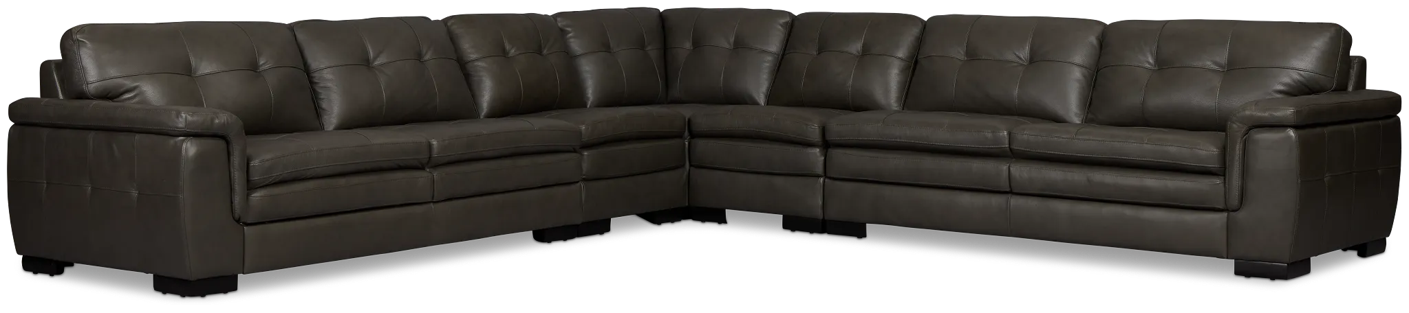 Braden Dark Gray Leather Large Two-arm Sectional