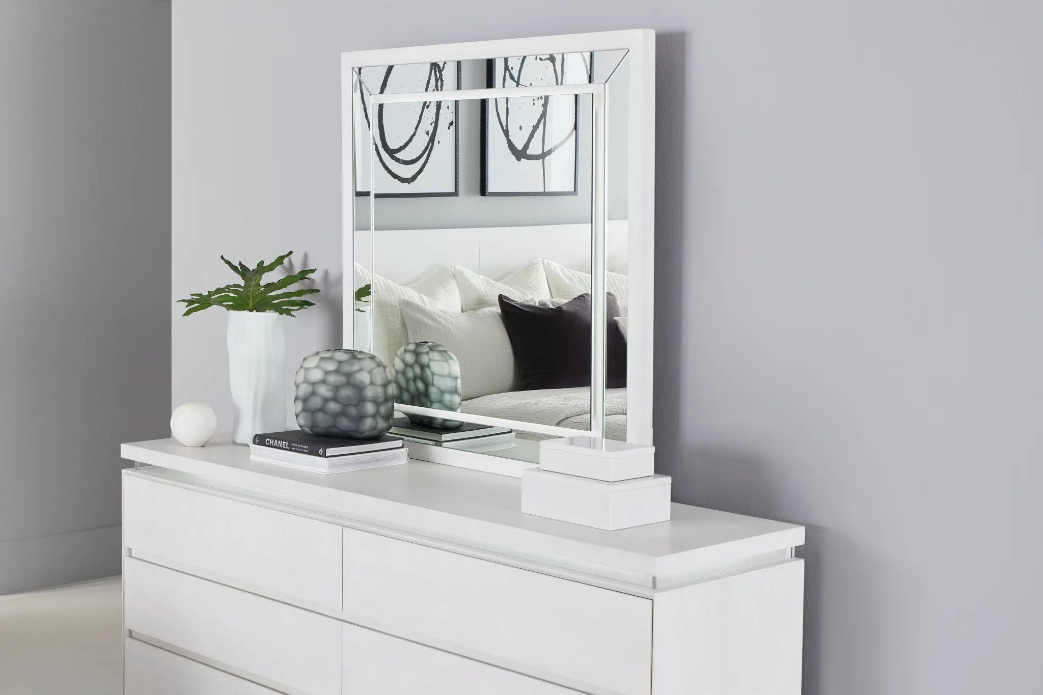 Bal Harbour White Dresser & Mirror Bal Harbour White Dresser & Mirror