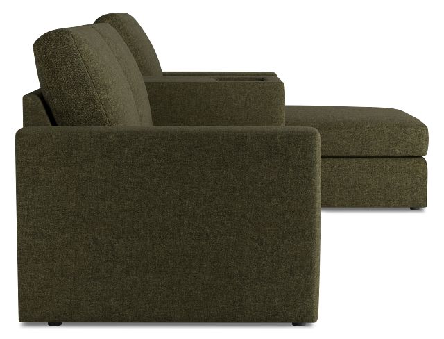 Citymod Green Fabric Small Right Chaise Sectional With Media Console