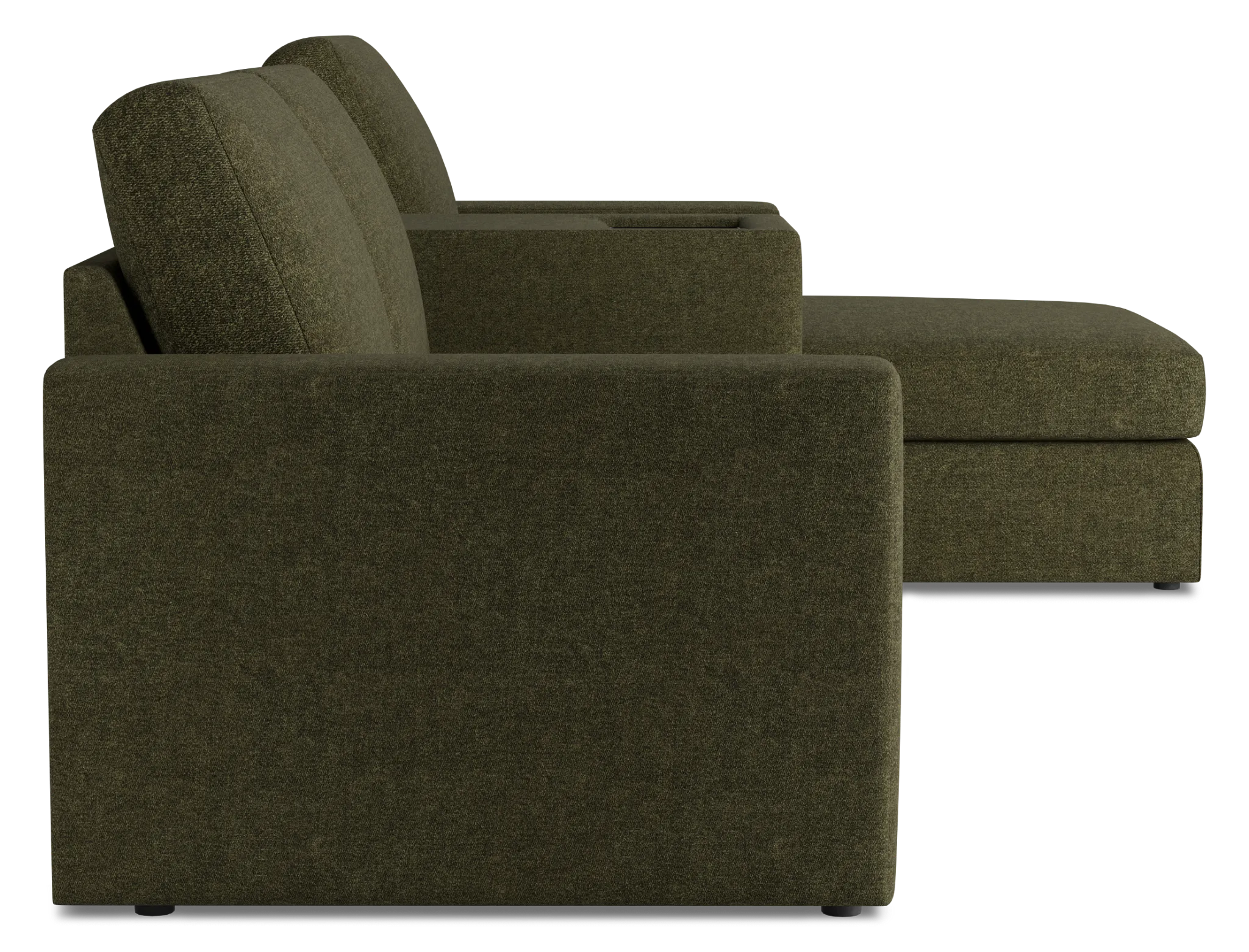 Citymod Green Fabric Small Right Chaise Sectional With Media Console