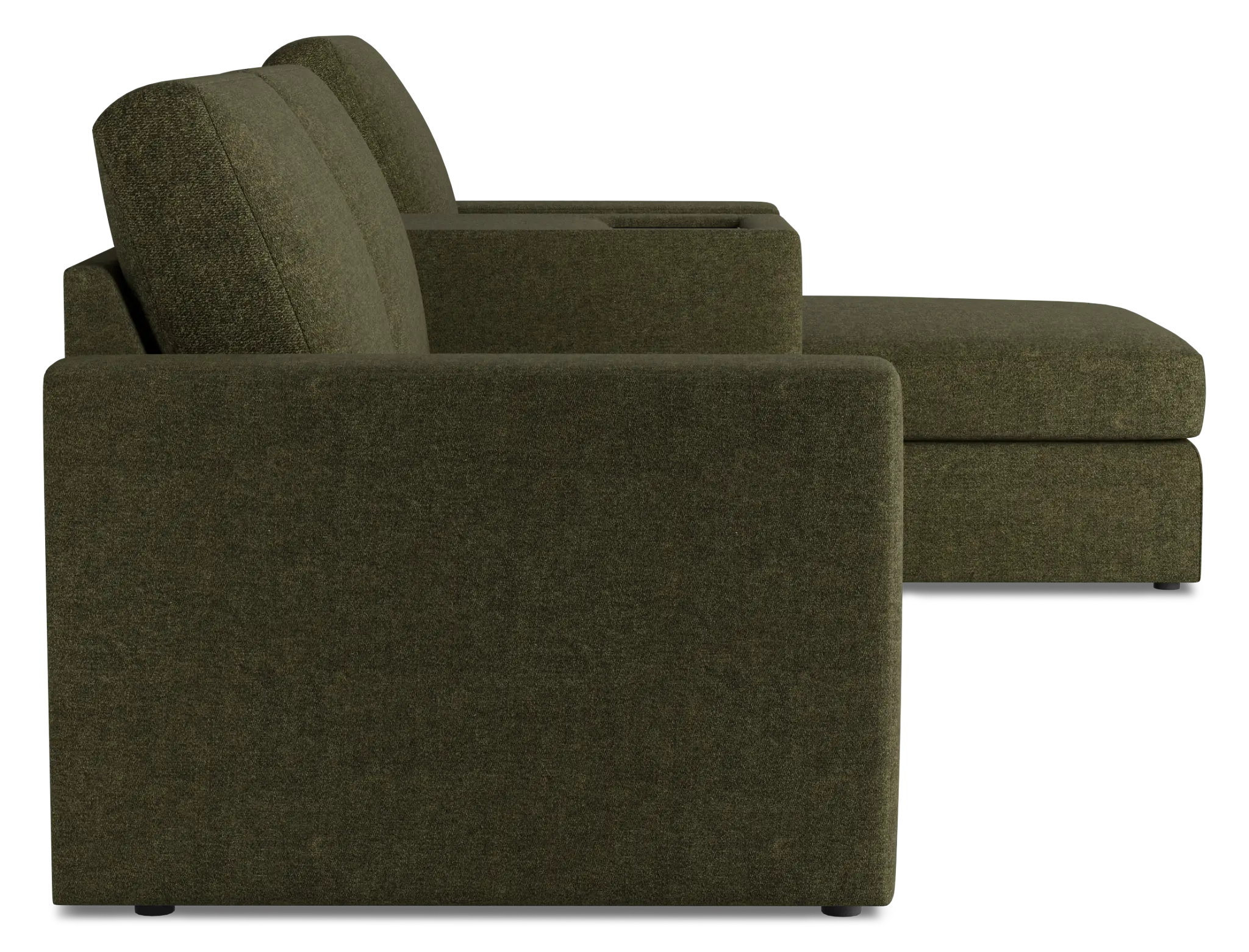 Citymod Green Fabric Small Right Chaise Sectional With Media Console Citymod Green Fabric Small Right Chaise Sectional With Media Console