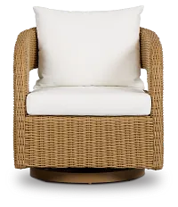 Mallorca Brown Accent Swivel Chair With White Cushions