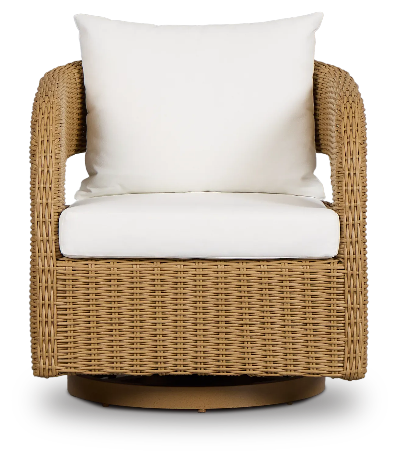 Mallorca Brown Accent Swivel Chair With White Cushions