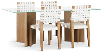 Haven Glass 80" Rectangular Table & 4 Woven Chairs