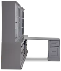 Newport Gray Large Peninsula Drawer Wall Desk