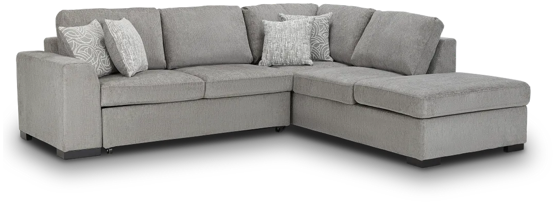 Blakely Gray Fabric Small Right Bumper Sleeper Sectional