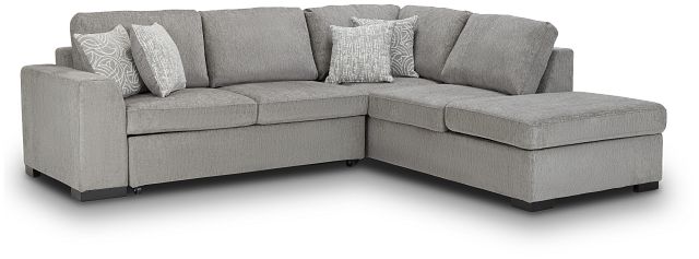Blakely Gray Fabric Small Right Bumper Sleeper Sectional (1)