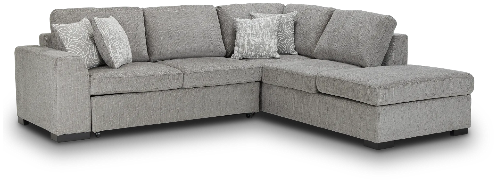 Blakely Gray Fabric Small Right Bumper Sleeper Sectional