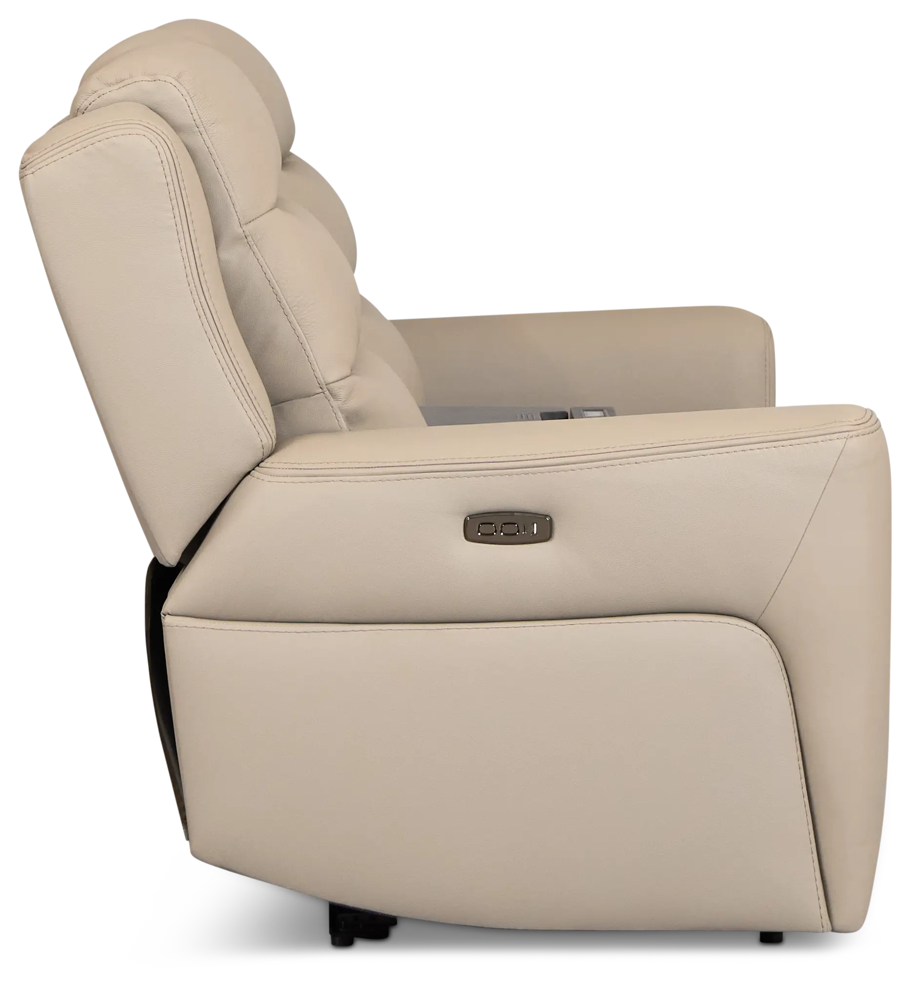 Wilder Taupe Leather Power Reclining Console Loveseat With Refrigerator Wilder Taupe Leather Power Reclining Console Loveseat With Refrigerator