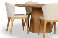 Nomad Light Tone 59" Round Table &4 Light Beige Chairs W/light Tone Leg