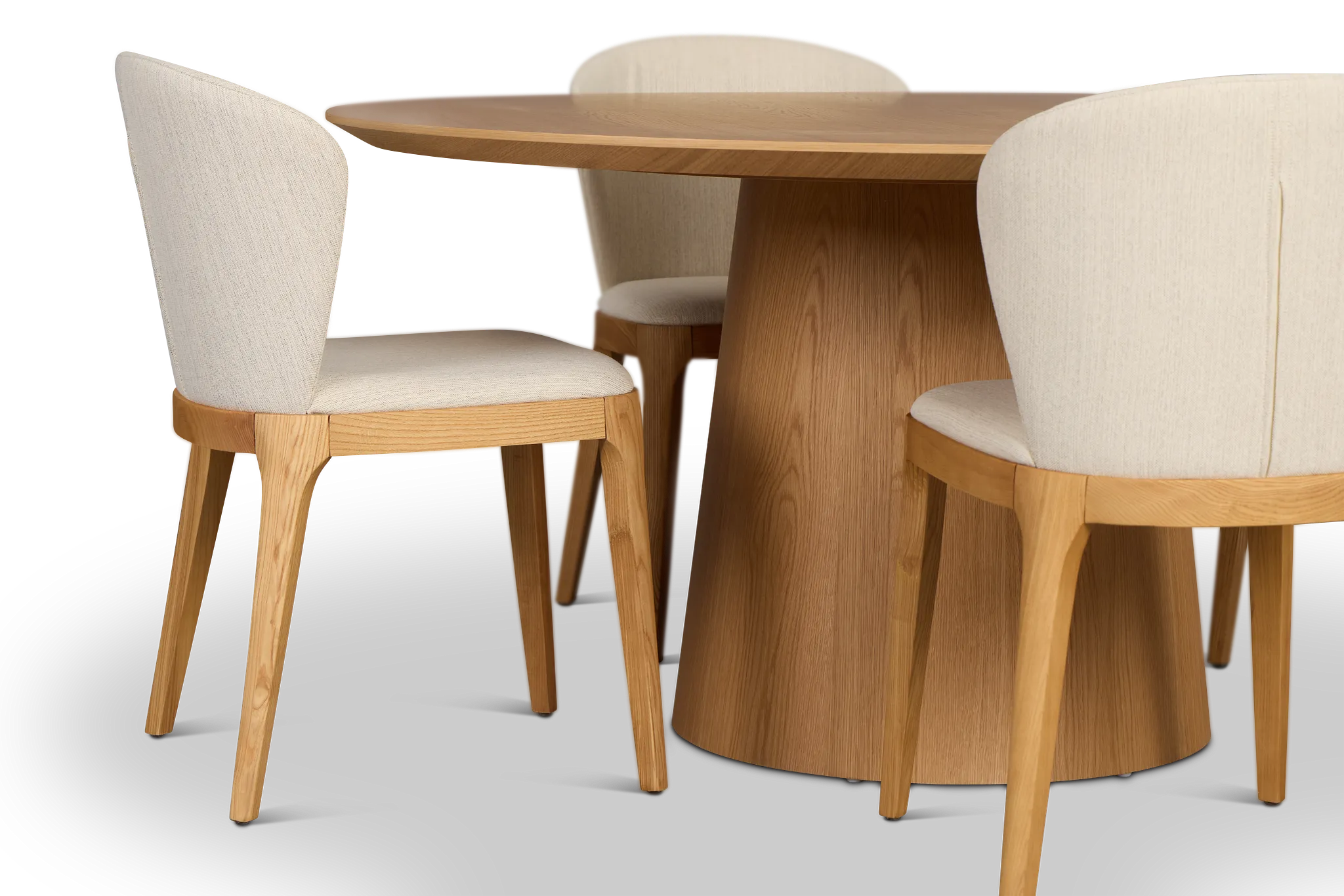 Nomad Light Tone 59" Round Table &4 Light Beige Chairs W/light Tone Leg