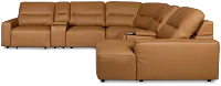 Rudy Brown Lthr/vinyl Large Dual Power Right Extension Chaise Sectional