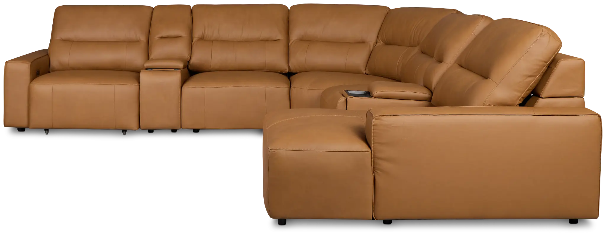 Rudy Brown Lthr/vinyl Large Dual Power Right Extension Chaise Sectional Rudy Brown Lthr/vinyl Large Dual Power Right Extension Chaise Sectional