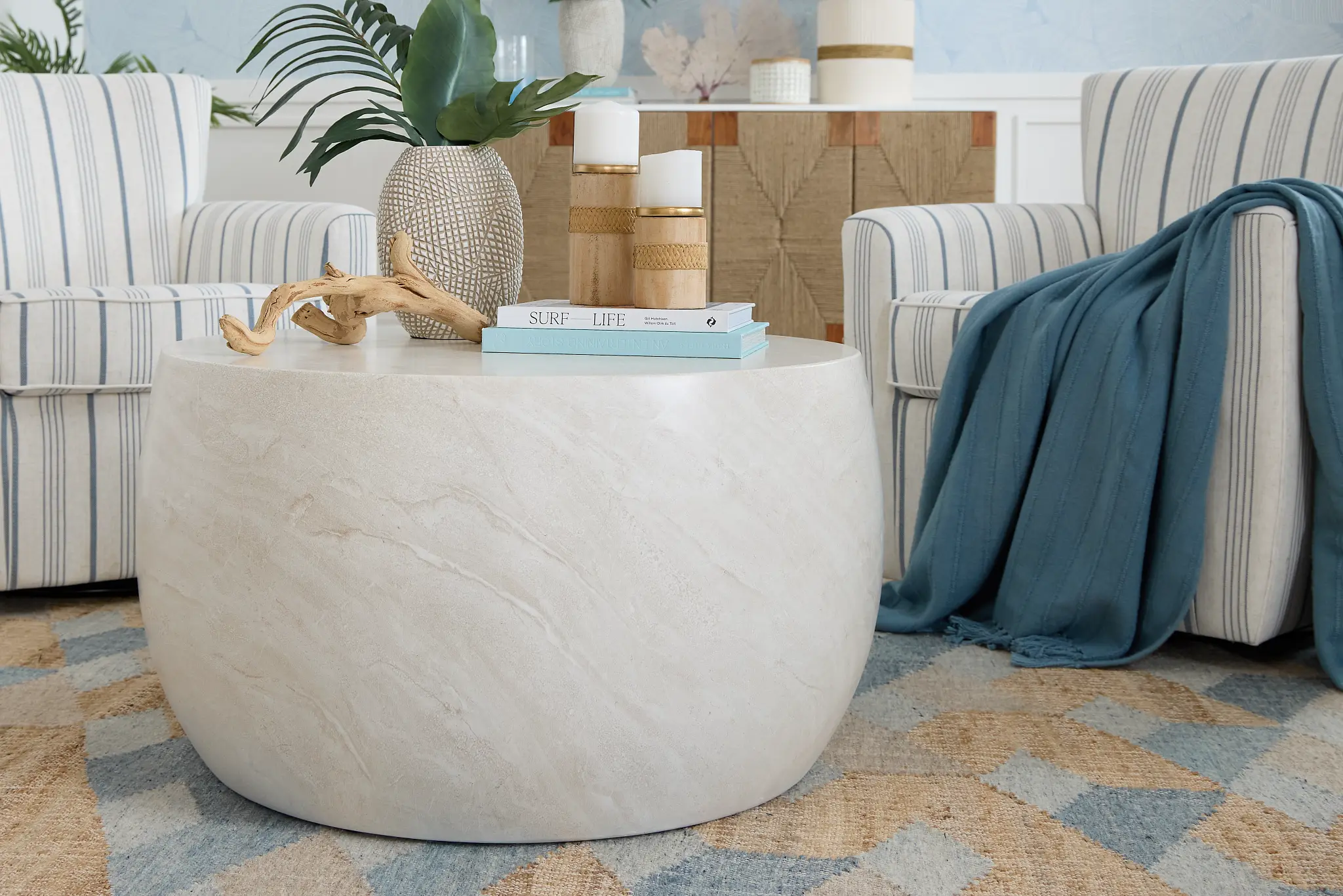 Tai Light Beige Round Coffee Table Tai Light Beige Round Coffee Table