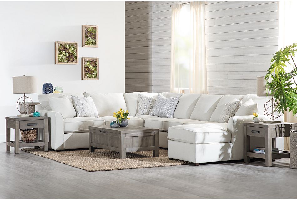 Asheville Light Taupe Fabric Large Right Chaise Sectional