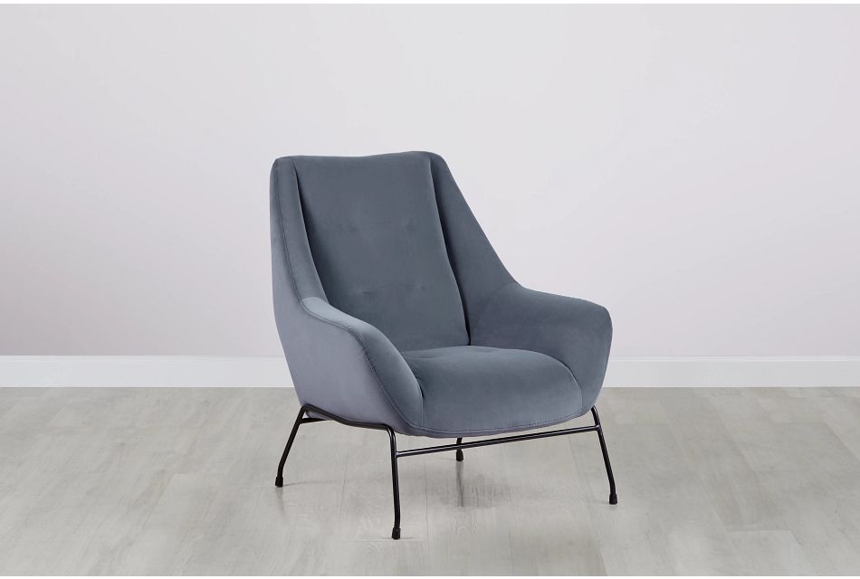Xena Light Gray Velvet Accent Chair