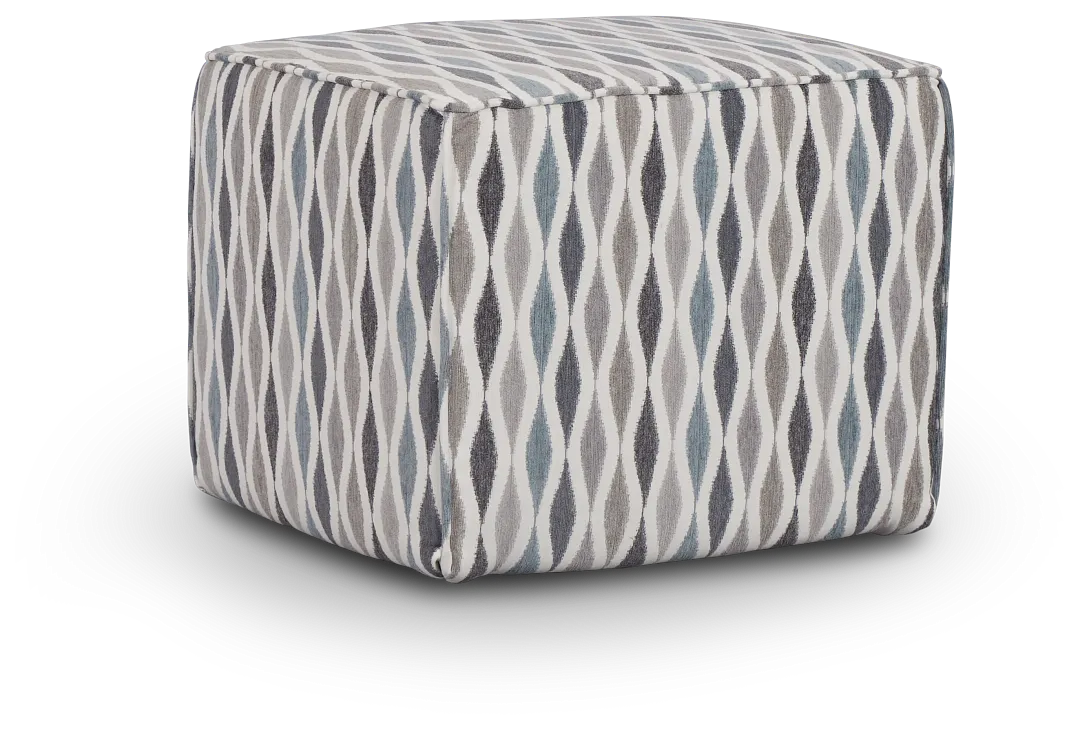 Ohgee Blue Fabric Accent Pouf
