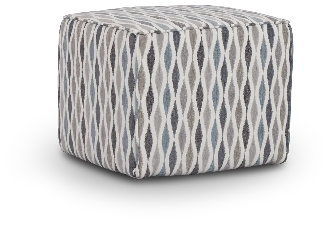 Ohgee Blue Fabric Accent Pouf Ohgee Blue Fabric Accent Pouf