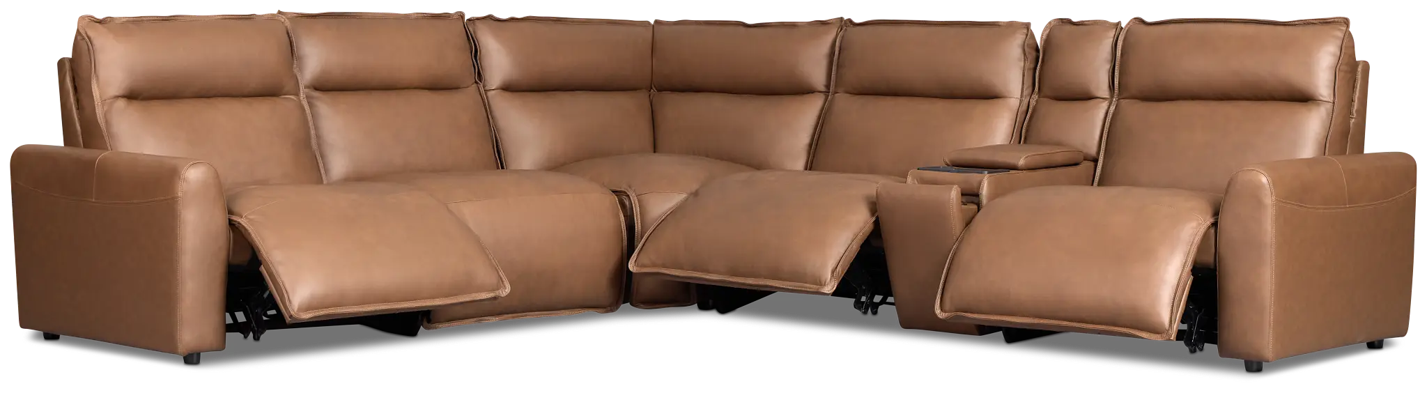 Edison Dark Brown Leather/Vinyl Medium Triple Power 2-arm Sectional Edison Dark Brown Leather/Vinyl Medium Triple Power 2-arm Sectional