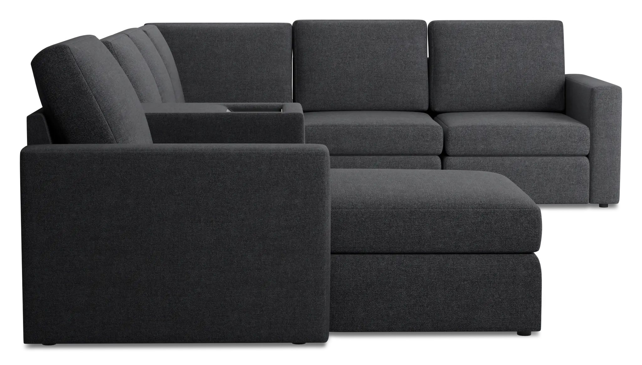 Citymod Dark Gray Fabric Large Left Chaise Sectional With Media Console Citymod Dark Gray Fabric Large Left Chaise Sectional With Media Console