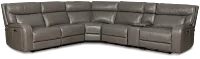 Jasper Gray Leather Medium Dual Power 2-arm Reclining Sectional